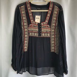NWT Lucky Brand sheer boho top